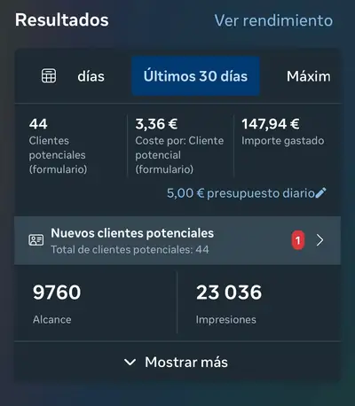 Captura real de Meta Ads de un software