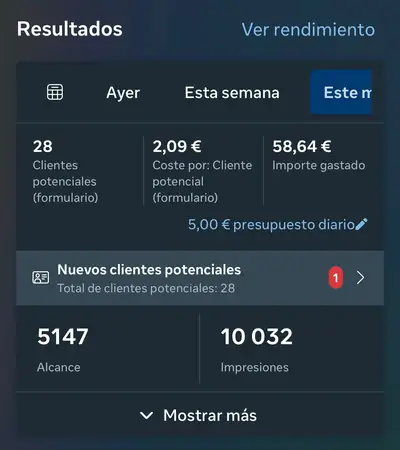 Captura real de Meta Ads de un infoproducto